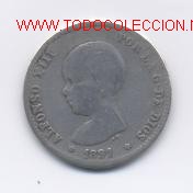 Monedas de Espa&ntilde;a: ALFONSO XIII- 1 PESETA- 1891 - Foto 1