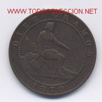 Monedas de Espa&ntilde;a: GOB.PROVISIONAL- 10 CENTIMOS- 1870 - Foto 1