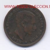 Monedas de Espa&ntilde;a: ALFONSO XII- 5 CENTIMOS- 1878 - Foto 1
