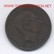 Monedas de Espa&ntilde;a: ALFONSO XII- 10 CENTIMOS- 1879-OM - Foto 1