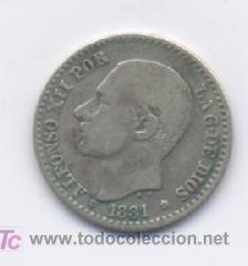 Monedas de Espa&ntilde;a: ALFONSO XII- 50 CENTIMOS-1881*8-1- MSM - Foto 1