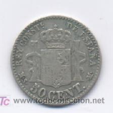 Monedas de Espa&ntilde;a: ALFONSO XII- 50 CENTIMOS-1881*8-1- MSM - Foto 2