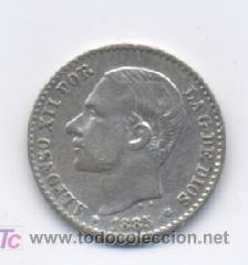 Monedas de Espa&ntilde;a: ALFONSO XII- 50 CENTIMOS- 1885*--6- MSM-MBC - Foto 1