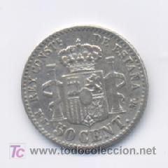 Monedas de Espa&ntilde;a: ALFONSO XII- 50 CENTIMOS- 1885*--6- MSM-MBC - Foto 2