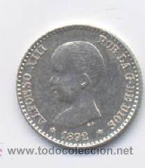 Monedas de Espa&ntilde;a: ALFONSO XIII- 50 CENTIMOS- 1892*9-2- PGM/EBC+ - Foto 1