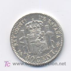 Monedas de Espa&ntilde;a: ALFONSO XIII- 50 CENTIMOS- 1892*9-2- PGM/EBC+ - Foto 2