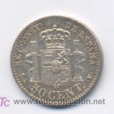 Monedas de Espa&ntilde;a: ALFONSO XIII- 50 CENTIMOS- 1894*9-4-PGV/EBC+ - Foto 2