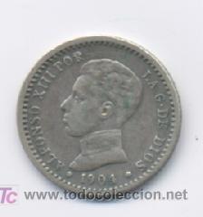 Monedas de Espa&ntilde;a: ALFONSO XIII- 50 CENTIMOS- 1904*1-0-PCV/MBC+ - Foto 1