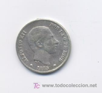 Monedas de Espa&ntilde;a: ALFONSO XII- 10 CENTAVOS-1885-MANILA-MBC+ - Foto 1