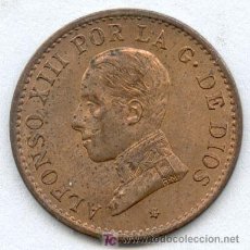 Monedas de España: 1 CENT 1912 DE ALFONSO XIII. BASTANTES RESTOS DE BRILLO ORIGINAL. EXTRAORDINARIO Y ESCASISIMA