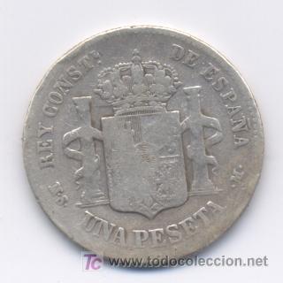Monedas de Espa&ntilde;a: ALFONSO XII- 1 PESETA- 1885 - Foto 2
