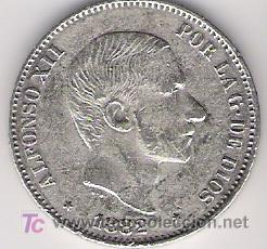 Monedas de Espa&ntilde;a: MANILA...........50  CENTAVOS  1882.......................RARA - Foto 1