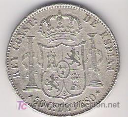 Monedas de Espa&ntilde;a: MANILA...........50  CENTAVOS  1882.......................RARA - Foto 2