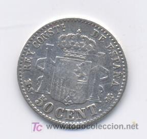 Monedas de Espa&ntilde;a: ALFONSO XII- 50 CENTIMOS-1881*8-1 MSM - Foto 2