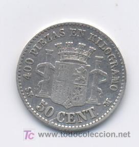 Monedas de Espa&ntilde;a: GOBIERNO PROVISIONAL- 50 CENTIMOS-1870*-0-SNM - Foto 2