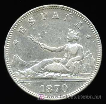 Monedas de Espa&ntilde;a: 2 PTAS 1870 *18-74 DEM  1&ordf; REPUBLICA   MBC+/EBC-
