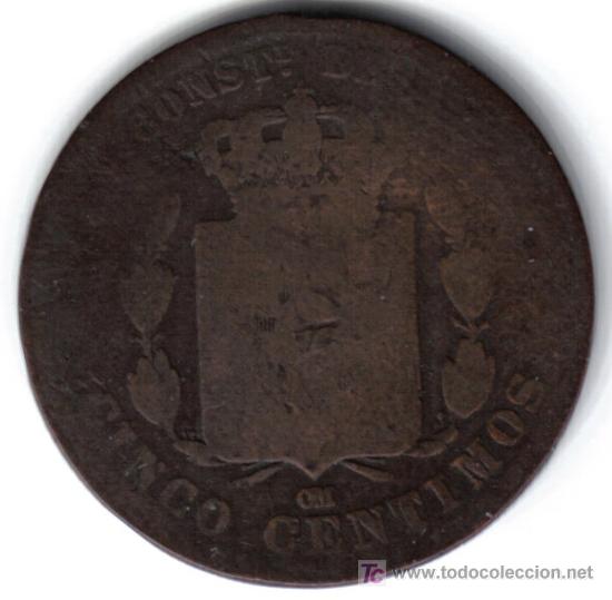 Monedas de Espa&ntilde;a: ALFONSO XII. 5 C&Eacute;NTIMOS 1877 - Foto 2