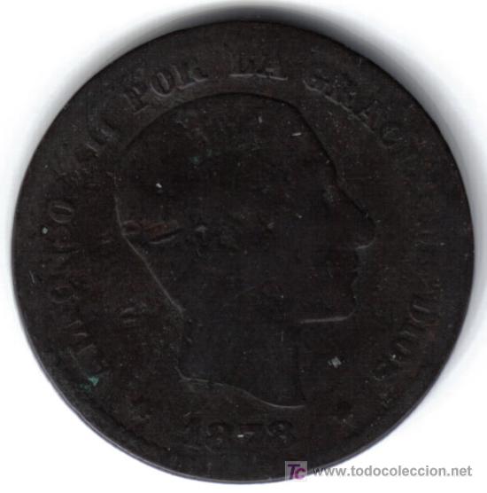 Monedas de Espa&ntilde;a: 5 CTMOS. ALFONSO XII. 1878 - Foto 1