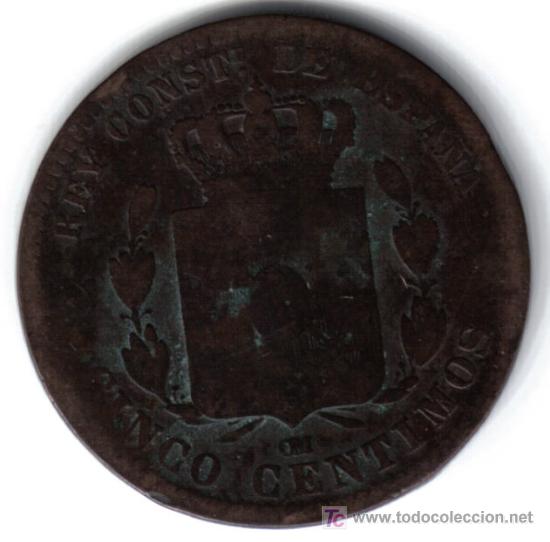Monedas de Espa&ntilde;a: 5 CTMOS. ALFONSO XII. 1879 - Foto 2