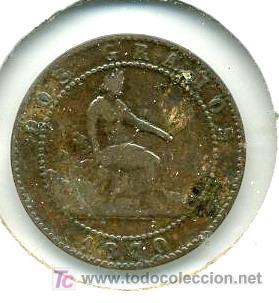 Monedas de Espa&ntilde;a: MONEDA 2 CENTIMOS A&Ntilde;O 1870- OM.  COBRE - Foto 1