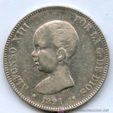 Monedas de España: MONEDA DE PLATA 5 PESETAS DE ALFONSO XIII. AÑO 1891