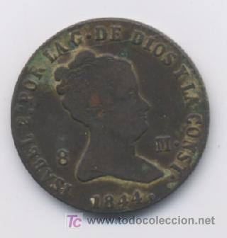 Monedas de Espa&ntilde;a: ISABEL II- 8 MARAVEDIS- 1844-SEGOVIA - Foto 1