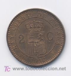 Monedas de Espa&ntilde;a: ALFONSO XIII- 2 CENTIMOS-1912*12-PCV- SC- - Foto 2