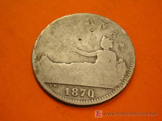 Monedas de Espa&ntilde;a: **PESETA DE PLATA,---- ESPA&Ntilde;A 1870---** - Foto 1