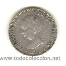 Monedas de España: BONITOS 50 CÉNTIMOS 1889 CON ESTRELLAS VISIBLES TIPO PELÓN ALFONSO XIII