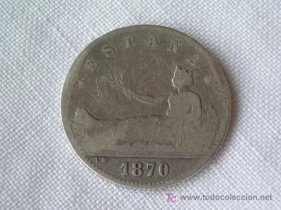 Monnaies d'Espagne: **PESETA DE PLATA (1870)** &iexcl;&iexcl;&iexcl; EMPIEZA TU COLECCION !!!