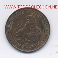 Monedas de Espa&ntilde;a: 230- GOBIERNO PROVISIONAL- 5 CENTIMOS- 1870 - Foto 1