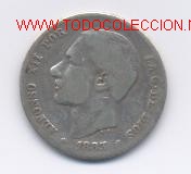 Coins of Spain: 469- ALFONSO XII- 1 PESETA- 1883*83