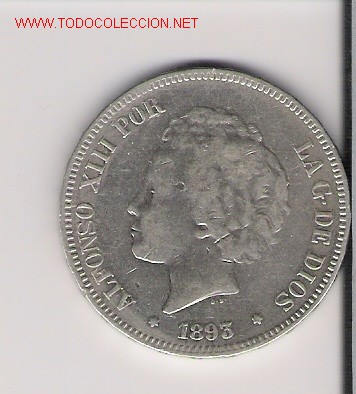 Coins of Spain: VAYA  CHOLLO     EL DURO MAS RARO DE ALF. XIII      1893  PGV