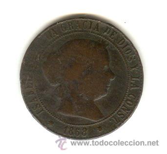 Münzen von Spanien: RAROS CINCO CÉNTIMOS AÑO 1868 BARCELONA ISABEL II