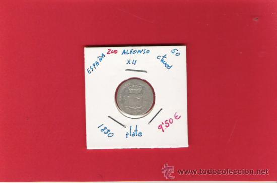 Monedas de Espa&ntilde;a: 0,50 CENTIMOS DE PLATA DE ALFONSO  XII  1880 - Foto 1