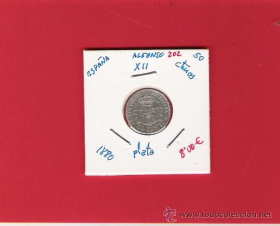 Monedas de Espa&ntilde;a: 0,50 CENTIMOS DE PLATA DE ALFONSO  XII  1880 - Foto 1