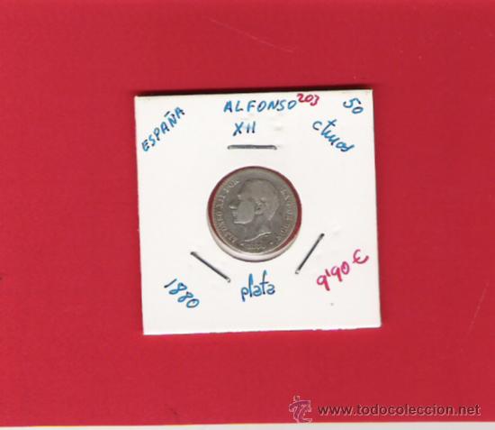 Monedas de Espa&ntilde;a: 0,50 CENTIMOS DE PLATA DE ALFONSO  XII  1880 - Foto 1