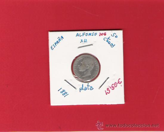 Monedas de Espa&ntilde;a: 0,50 CENTIMOS DE PLATA DE ALFONSO  XII  1881 - Foto 1