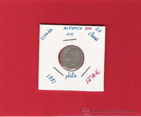 Monedas de Espa&ntilde;a: 0,50 CENTIMOS DE PLATA DE ALFONSO  XII  1881 - Foto 1