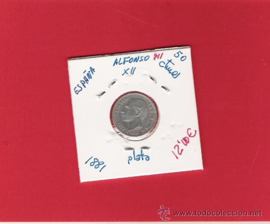 Monedas de Espa&ntilde;a: 0,50 CENTIMOS DE PLATA DE ALFONSO  XII  1881 - Foto 1