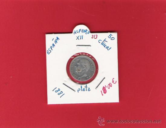 Monedas de Espa&ntilde;a: 0,50 CENTIMOS DE PLATA DE ALFONSO  XII  1881 - Foto 1