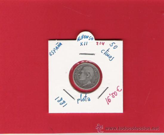Monedas de Espa&ntilde;a: 0,50 CENTIMOS DE PLATA DE ALFONSO  XII  1881 - Foto 1