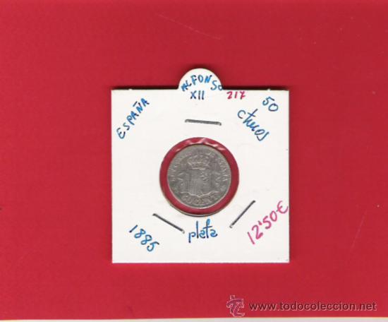 Monedas de Espa&ntilde;a: 0,50 CENTIMOS DE PLATA DE ALFONSO  XII  1885 - Foto 1