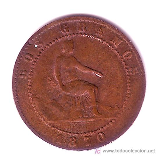 Monedas de Espa&ntilde;a: MONEDA DE 2 CENTIMOS-GOBIERNO PROVISIONAL-1870 - Foto 1