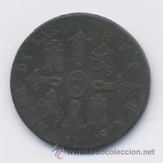 Monedas de Espa&ntilde;a: ISABEL II- 8 MARAVEDIS- 1848- JUBIA - Foto 2