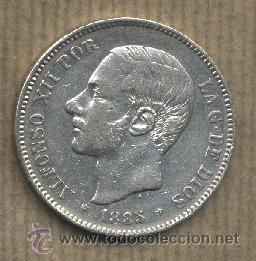 hueco Converger lago moneda plata alfonso xii. 5 pesetas.1885. mp. m - Compra venta en  todocoleccion