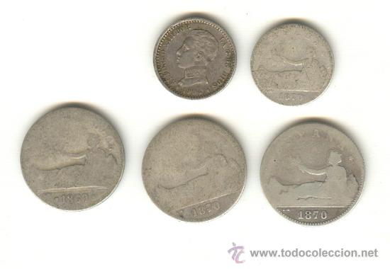 Münzen von Spanien: CINCO PIEZAS DE PLATA I REPUBLICA Y ALFONSO XIII