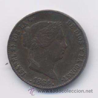 Monedas de Espa&ntilde;a: ISABEL II- 25 CENTIMOS DE REAL- 1864- SEGOVIA - Foto 1