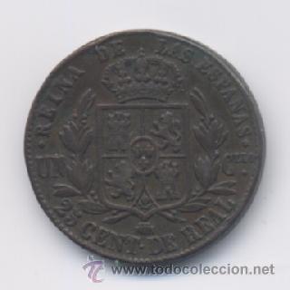 Monedas de Espa&ntilde;a: ISABEL II- 25 CENTIMOS DE REAL- 1864- SEGOVIA - Foto 2