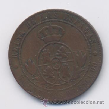 Monedas de Espa&ntilde;a: ISABEL II- 5 CENTIMO DE ESCUDO- 1867- BARCELONA - Foto 2